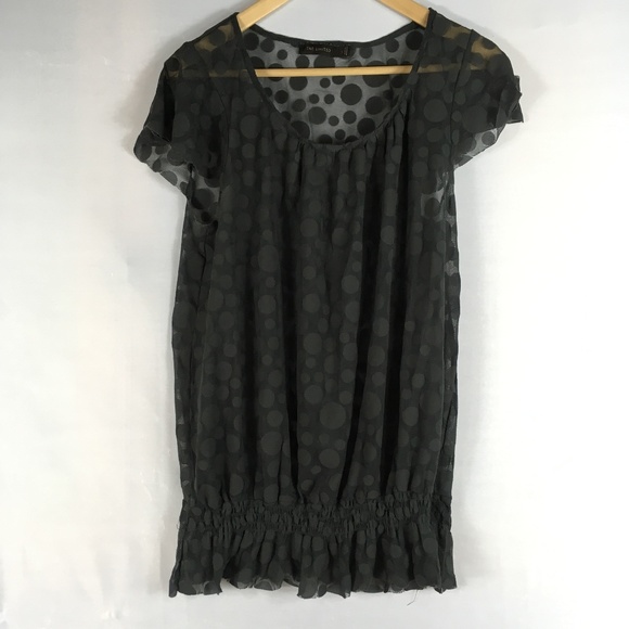The Limited Tops - Sheer top bubble polka dot short sleeve blouse